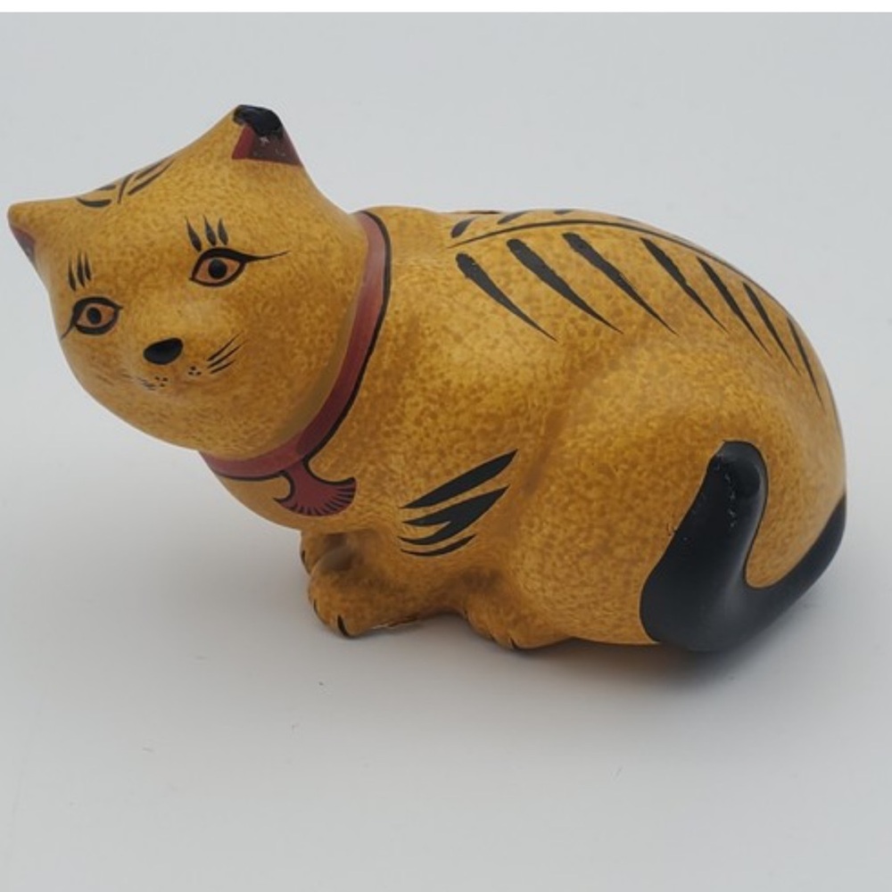 The Franklin Mint The Cabinet Cat Collection Chalkware orange Figure Cat 1986.